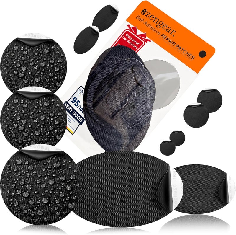 aZengear Repair Patches - Waterproof, Self-Adhesive, Tear-Cold-Heat-Resistant Polyester Fabric to Fix Down Jacket, Puffer, Snowsuit, Shoe, Tent, PVC, Clothing, Upholstery (Black) - Image 1